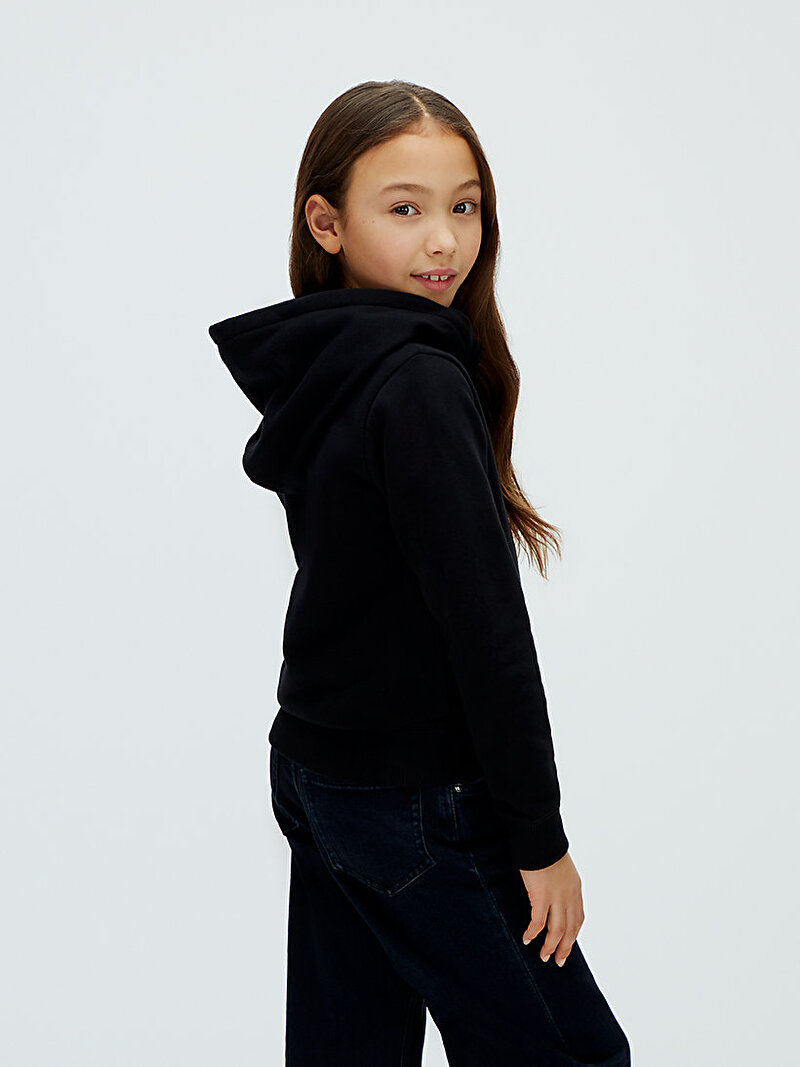Calvin Klein Siyah Renkli Çocuk Unisex Mini Badge Zip Hoodie