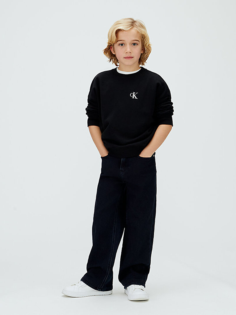 Calvin Klein Siyah Renkli Erkek Çocuk Bridge Oversize Sweatshirt