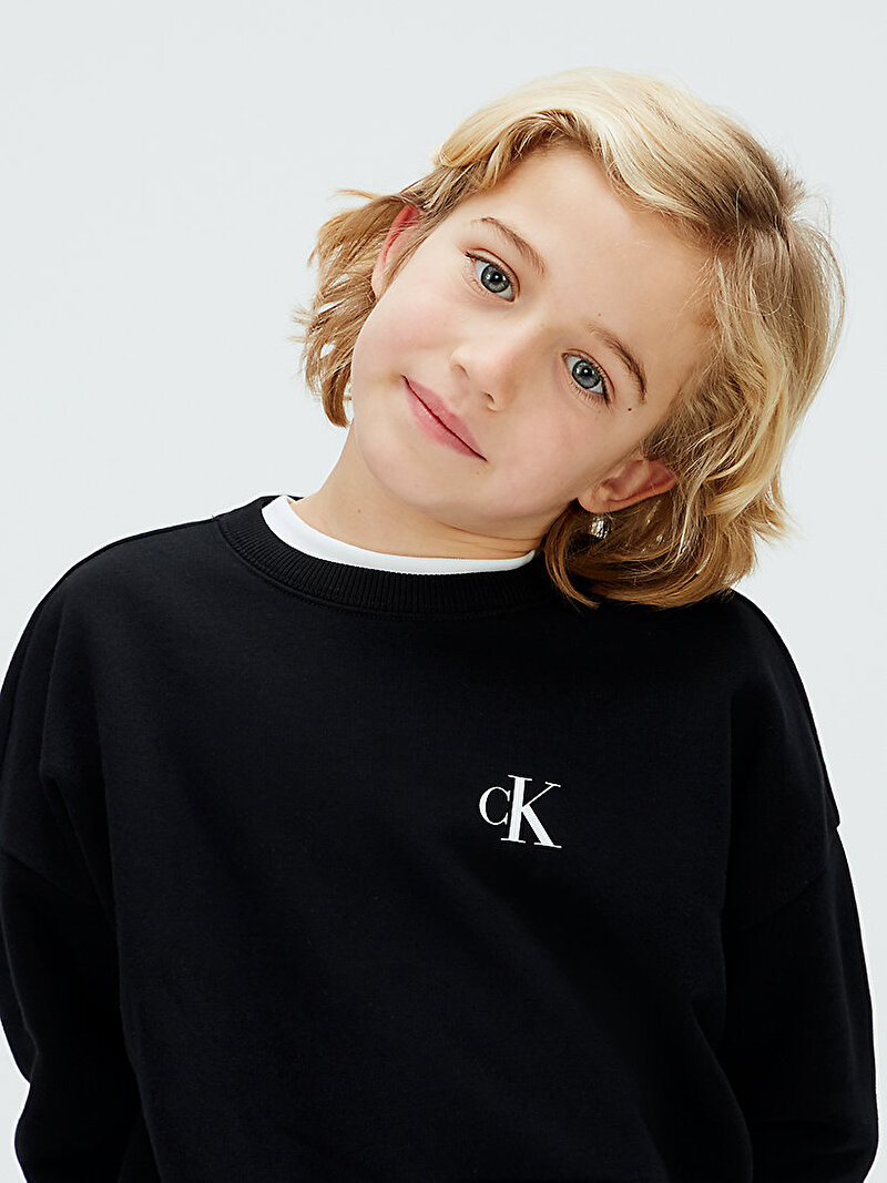 Calvin Klein Siyah Renkli Erkek Çocuk Bridge Oversize Sweatshirt