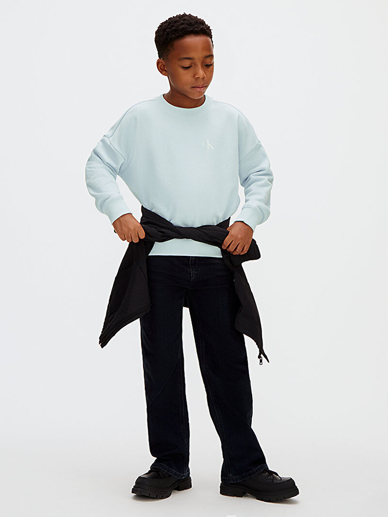 Calvin Klein Mavi Renkli Erkek Çocuk Bridge Oversize Sweatshirt