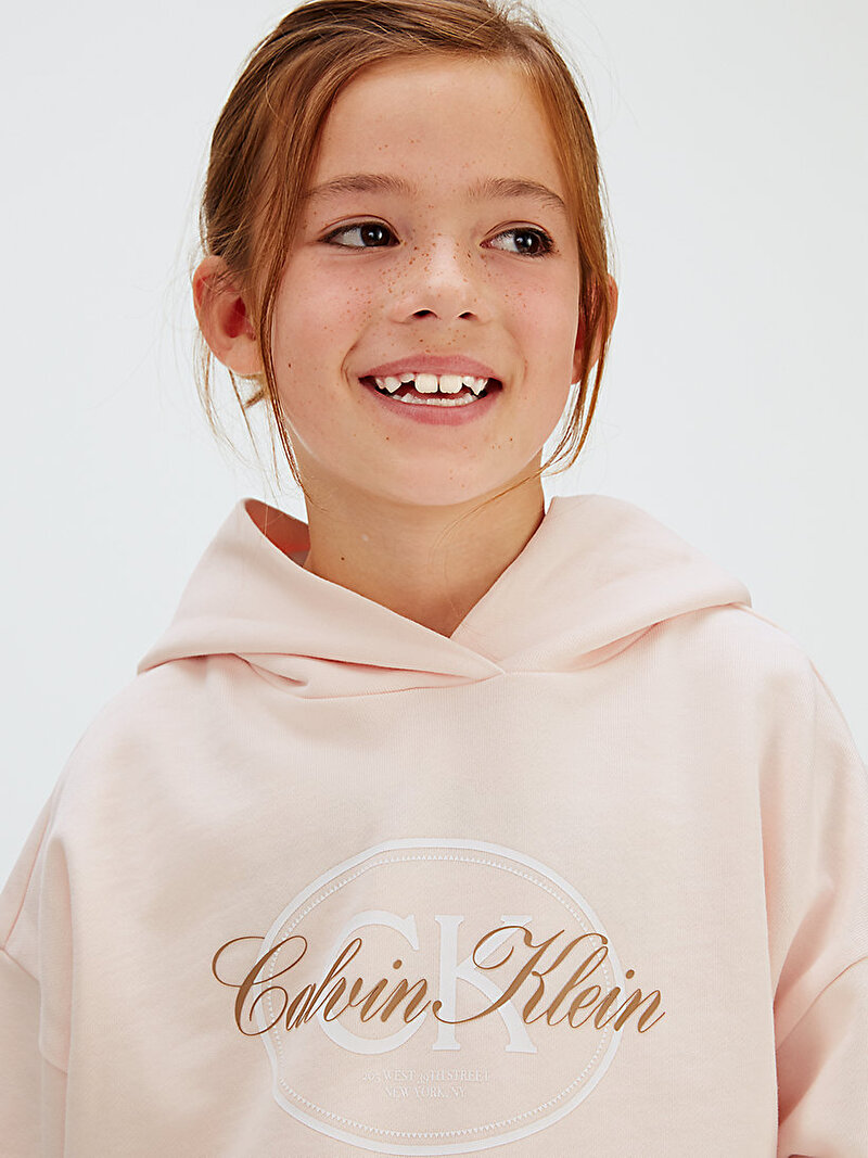 Calvin Klein Pembe Renkli Kız Çocuk CK Hooded Sweatshirt