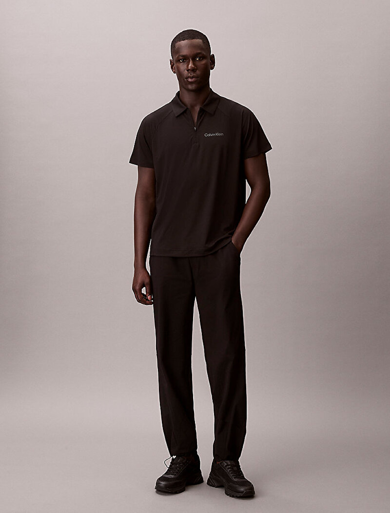 Calvin Klein Siyah Renkli Erkek Pique Zip Polo T-shirt