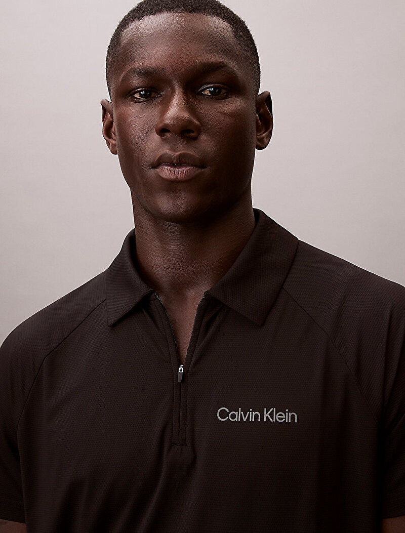 Calvin Klein Siyah Renkli Erkek Pique Zip Polo T-shirt