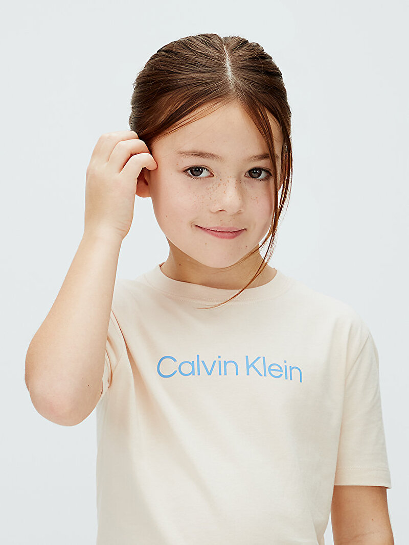 Calvin Klein Pembe Renkli Çocuk Unisex Logo T-shirt