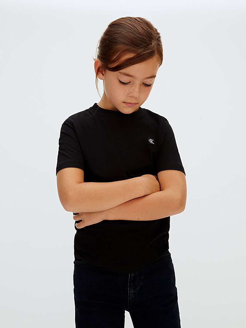 Calvin Klein Siyah Renkli Çocuk Unisex Mono Mini Badge T-shirt