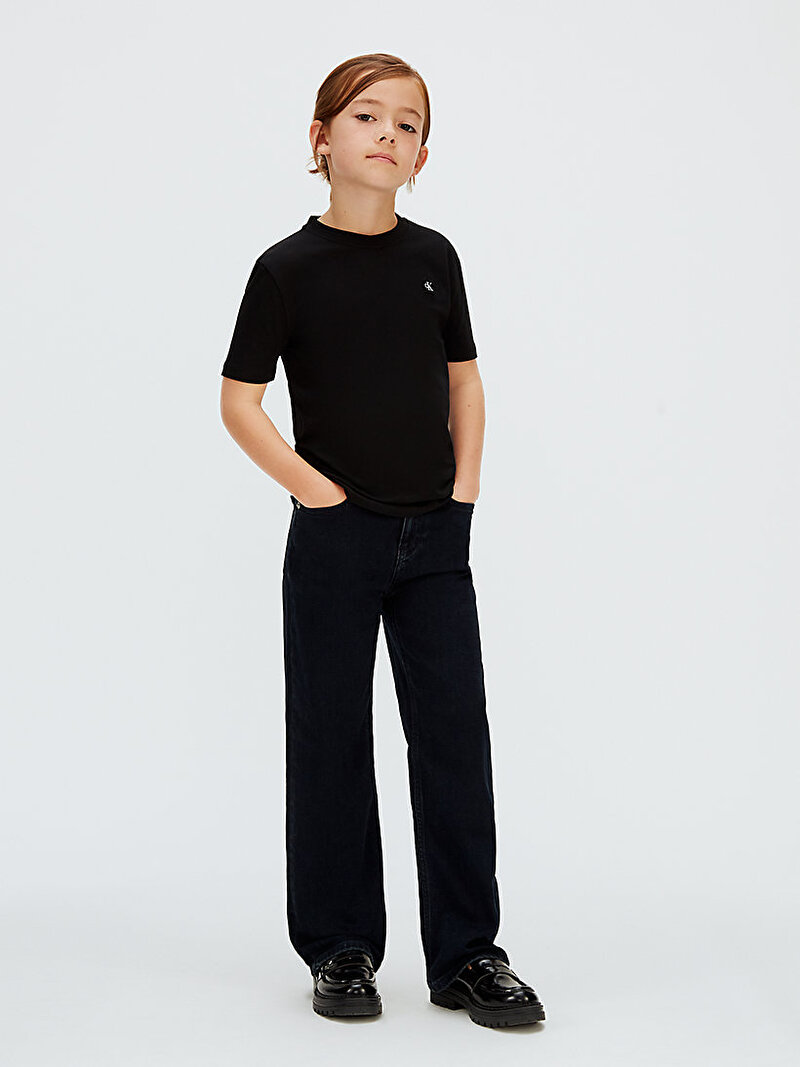 Calvin Klein Siyah Renkli Çocuk Unisex Mono Mini Badge T-shirt