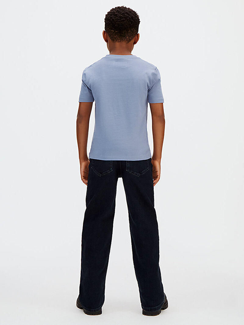 Calvin Klein Mavi Renkli Çocuk Unisex Mono Mini Badge T-shirt