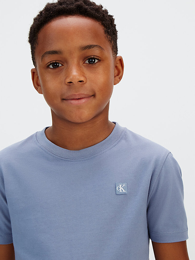 Calvin Klein Mavi Renkli Çocuk Unisex Mono Mini Badge T-shirt