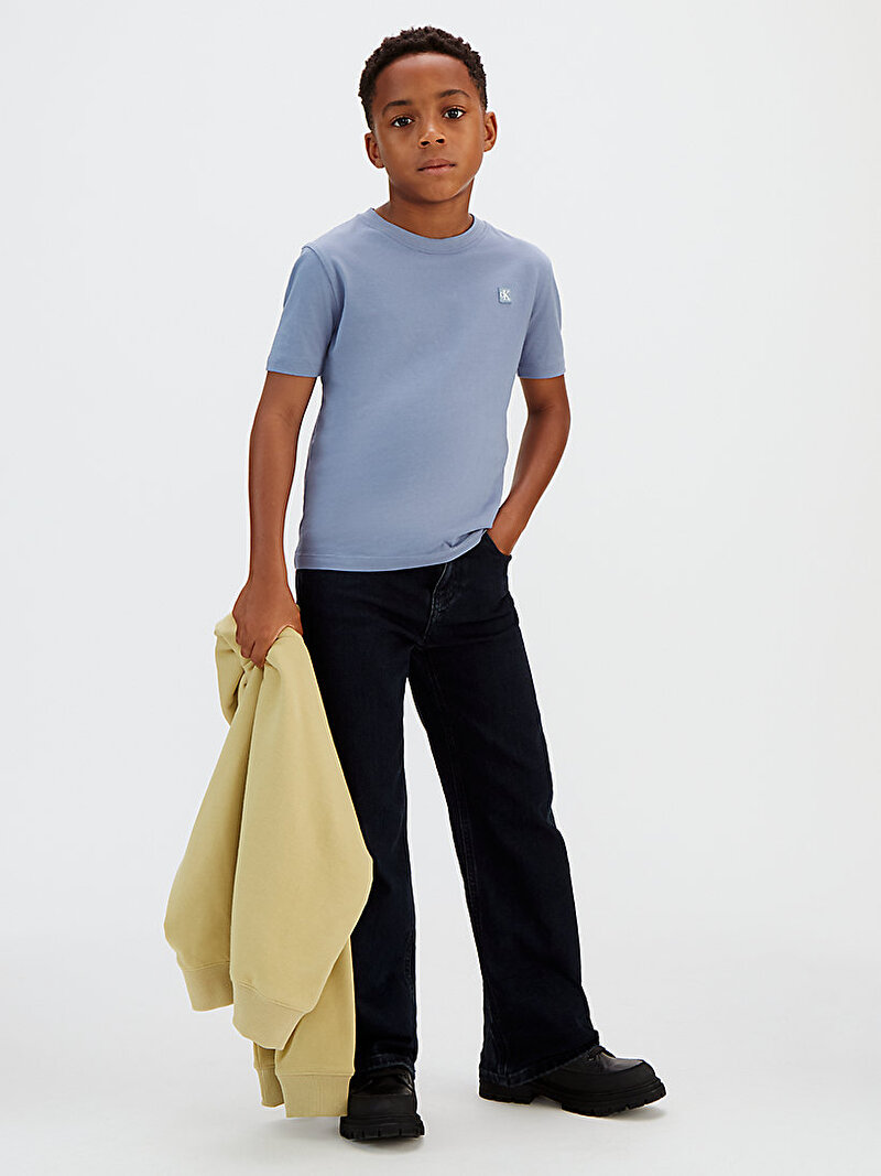 Calvin Klein Mavi Renkli Çocuk Unisex Mono Mini Badge T-shirt