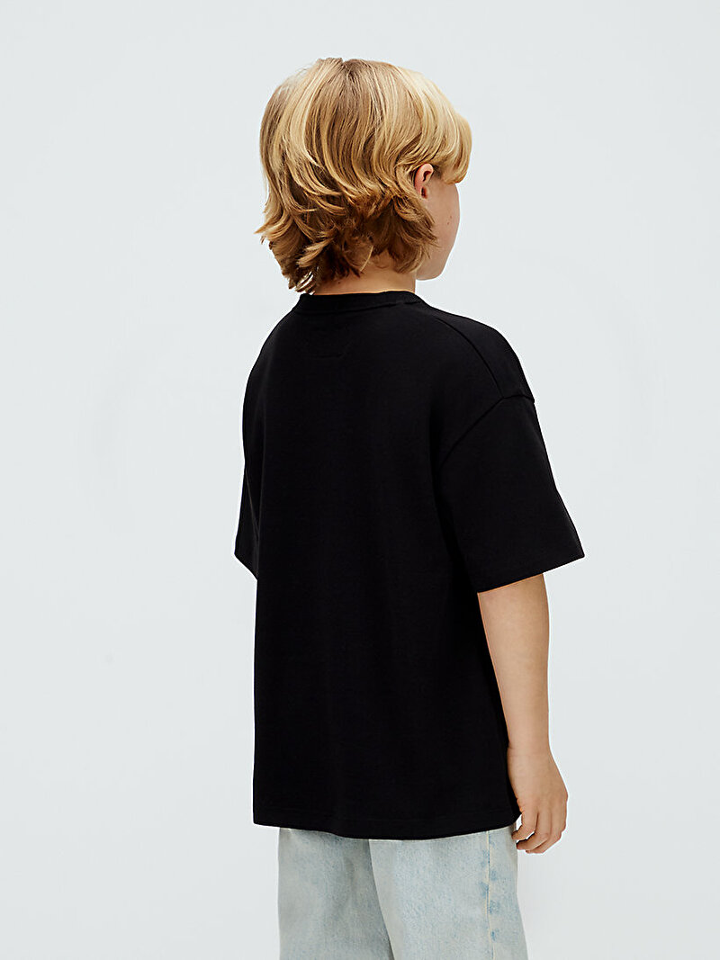 Calvin Klein Siyah Renkli Erkek Çocuk Mesh Applique T-shirt