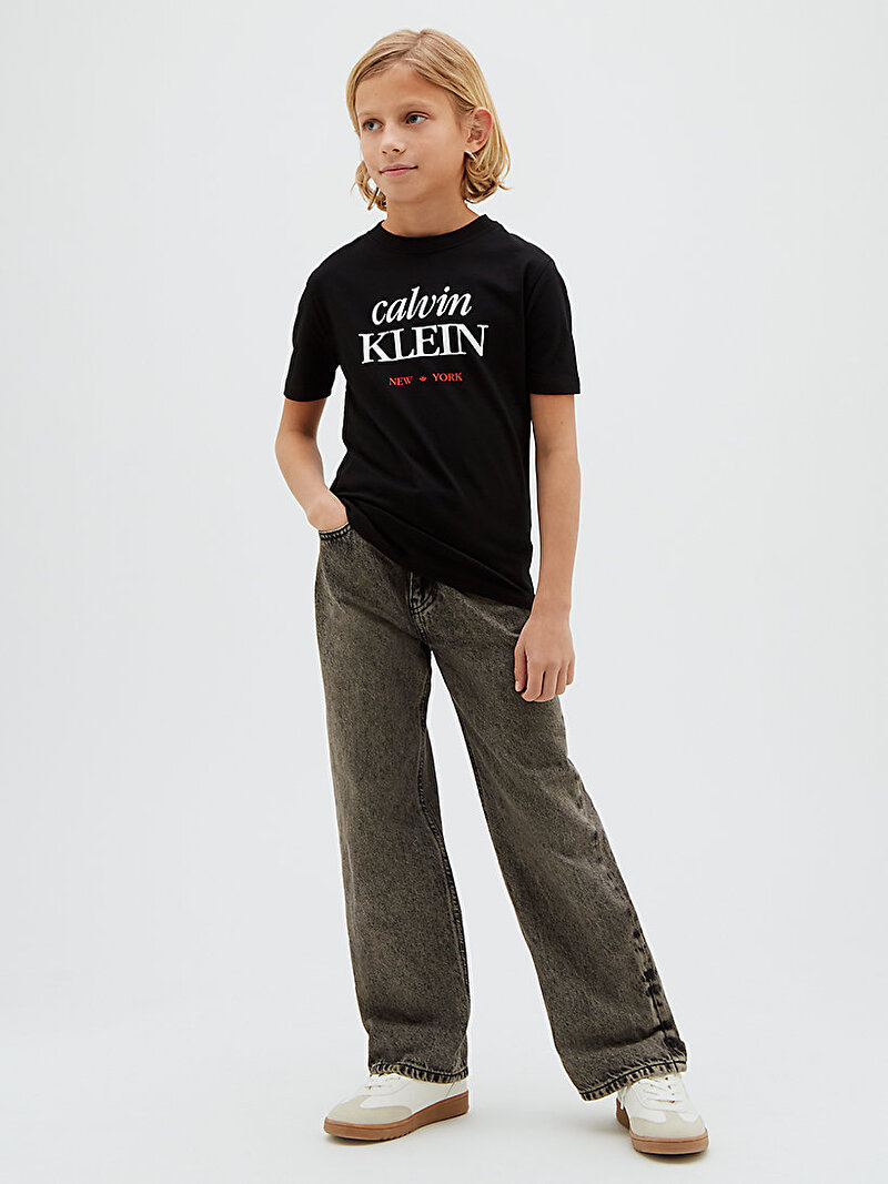 Calvin Klein Siyah Renkli Erkek Çocuk Logo T-shirt