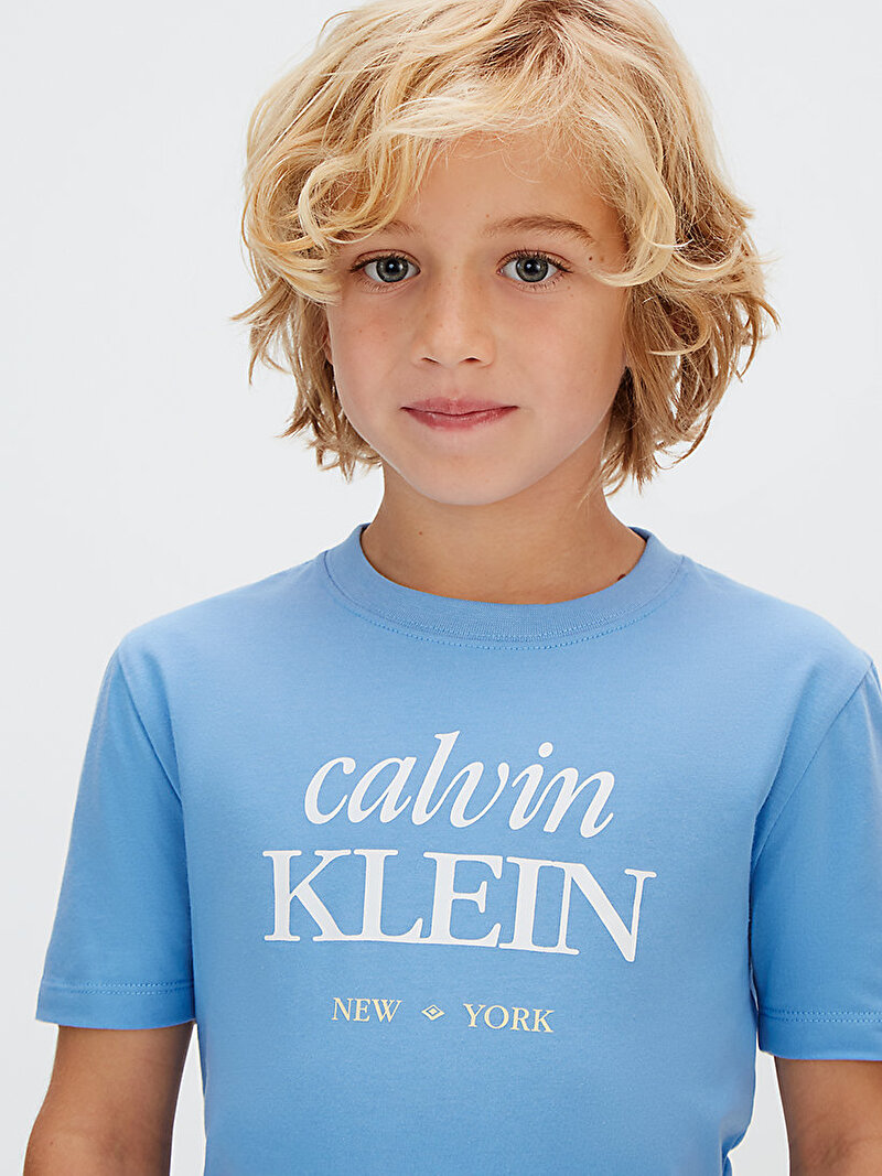 Calvin Klein Mavi Renkli Erkek Çocuk Logo T-shirt