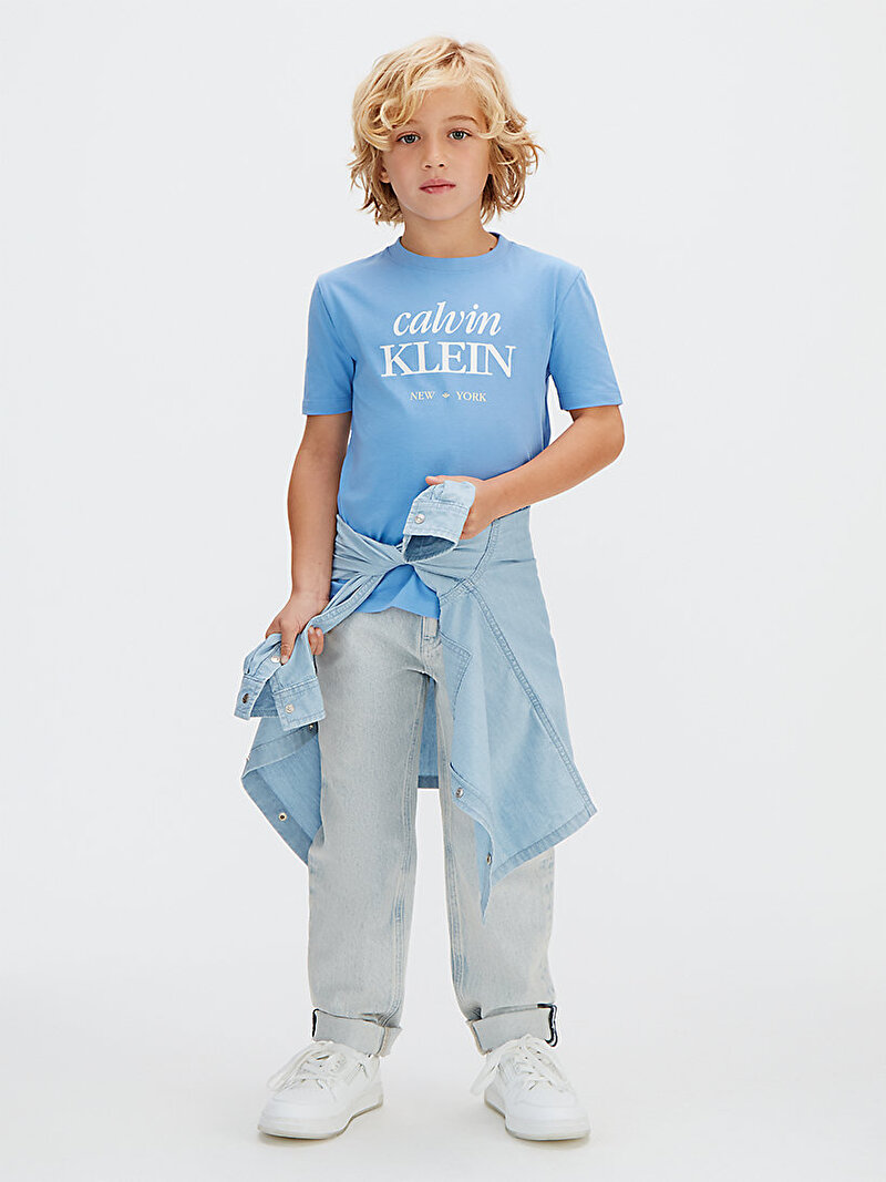 Calvin Klein Mavi Renkli Erkek Çocuk Logo T-shirt