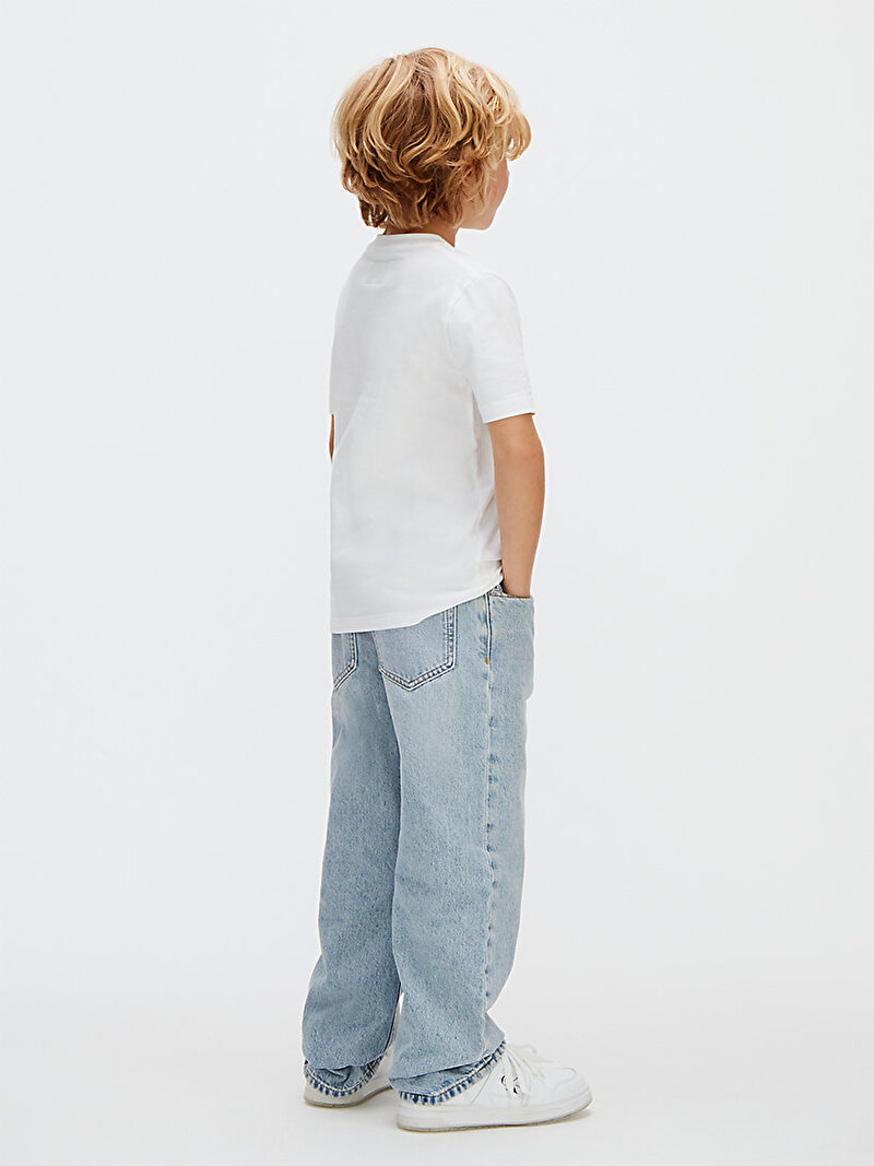 Calvin Klein Beyaz Renkli Erkek Çocuk Logo T-shirt