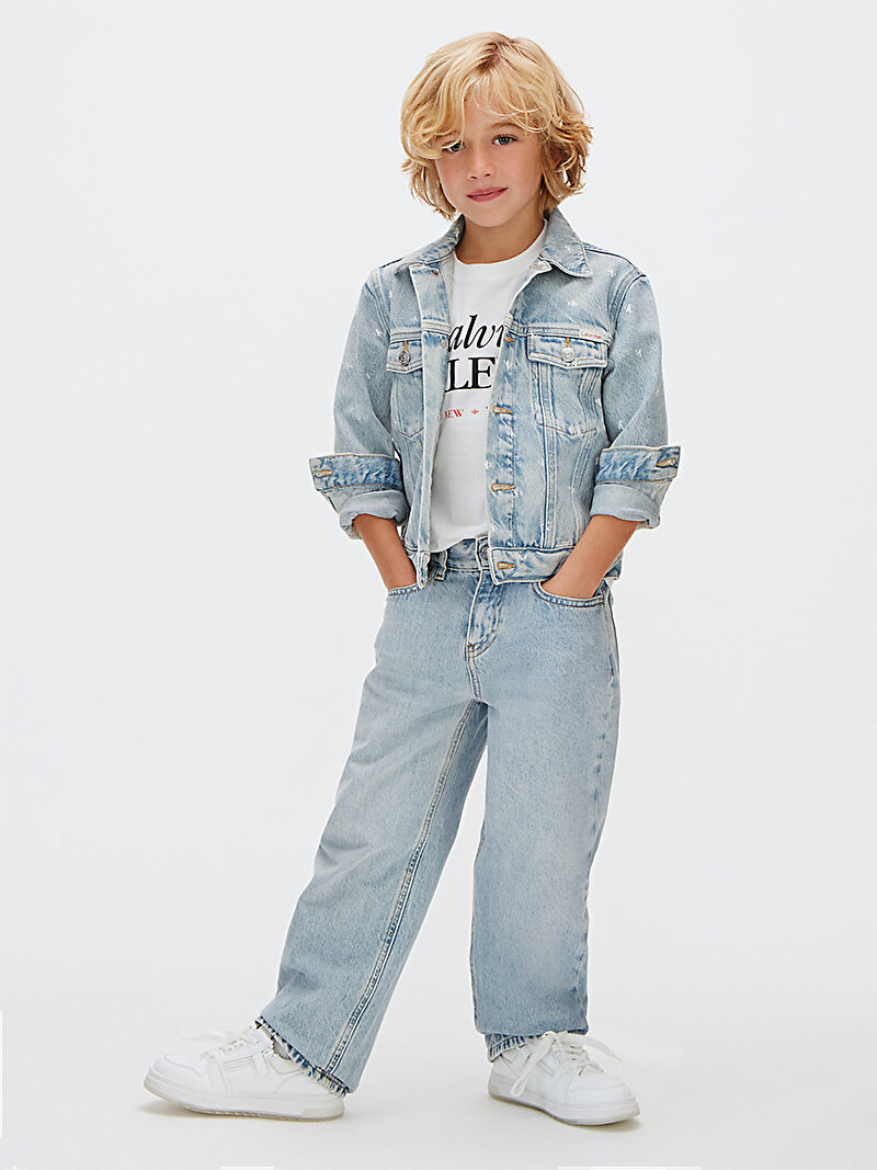 Calvin Klein Beyaz Renkli Erkek Çocuk Logo T-shirt