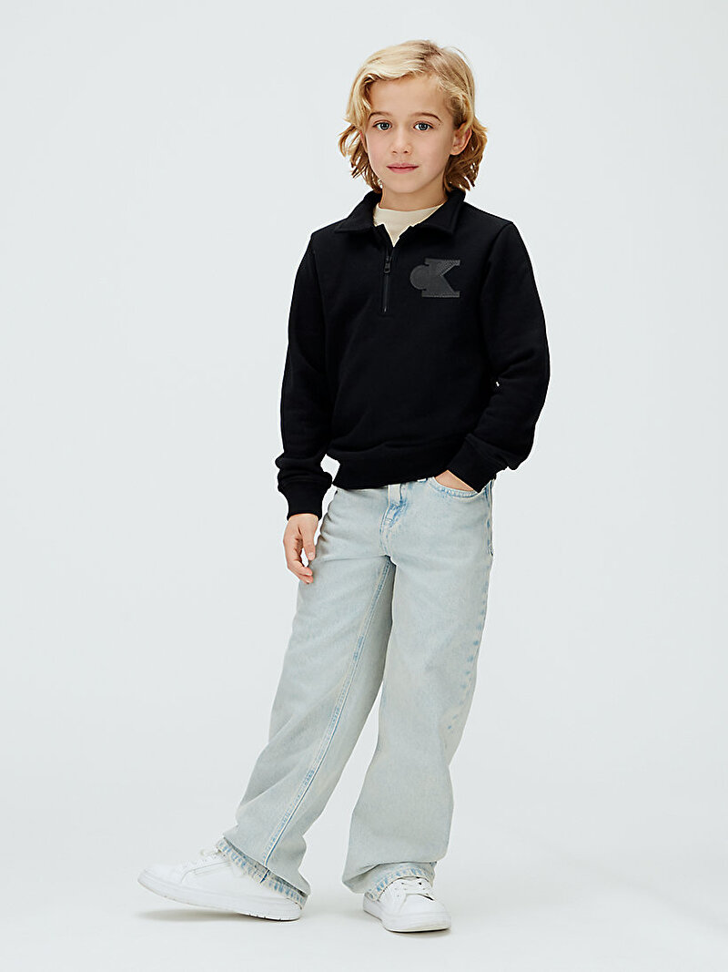 Calvin Klein Siyah Renkli Erkek Çocuk Mesh Logo Polo T-shirt