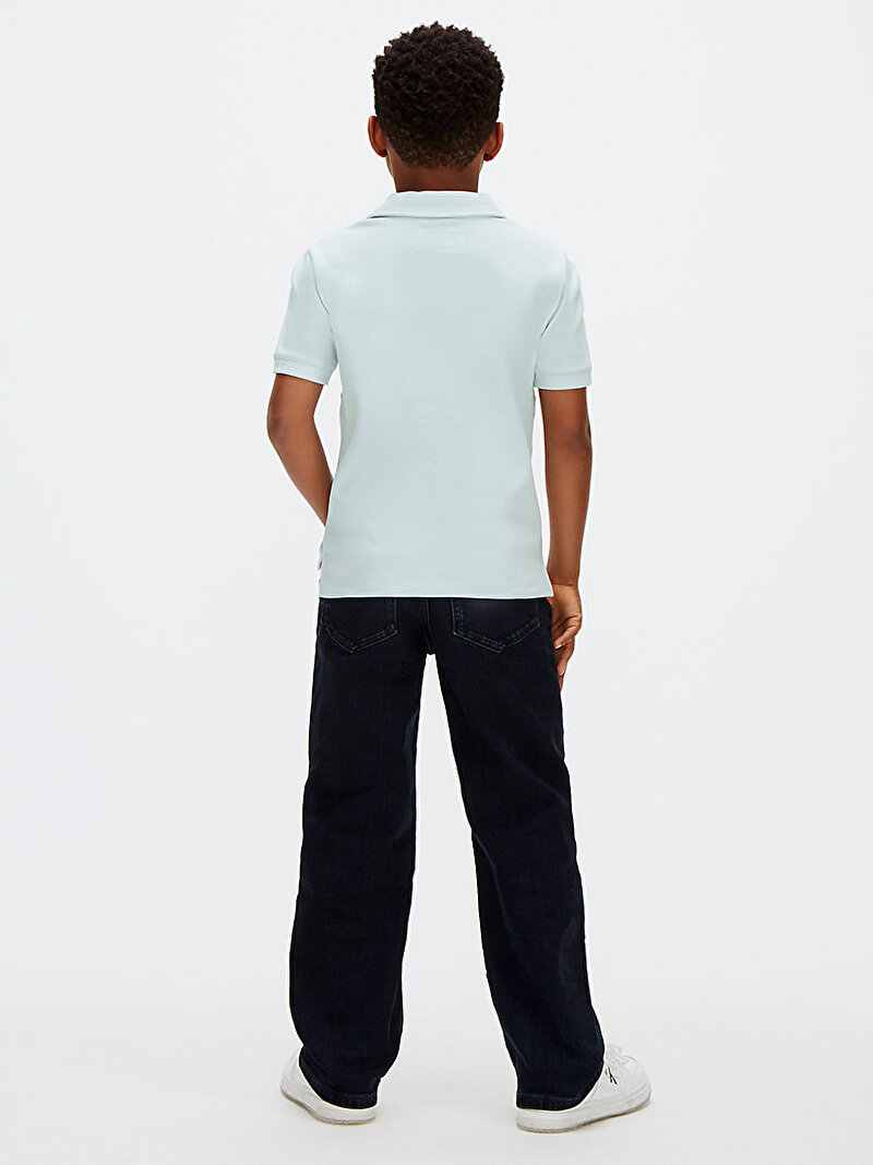 Calvin Klein Mavi Renkli Erkek Çocuk Mono Logo Pieced Polo T-shirt
