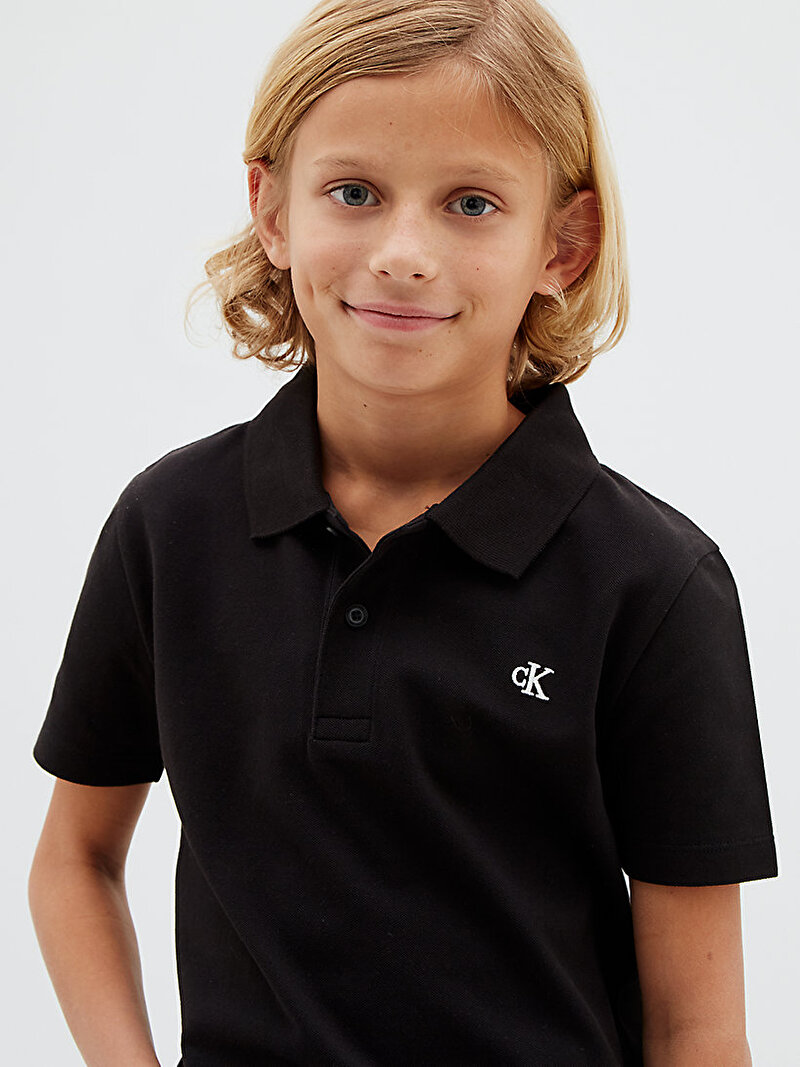 Calvin Klein Siyah Renkli Erkek Çocuk Solid Polo T-shirt
