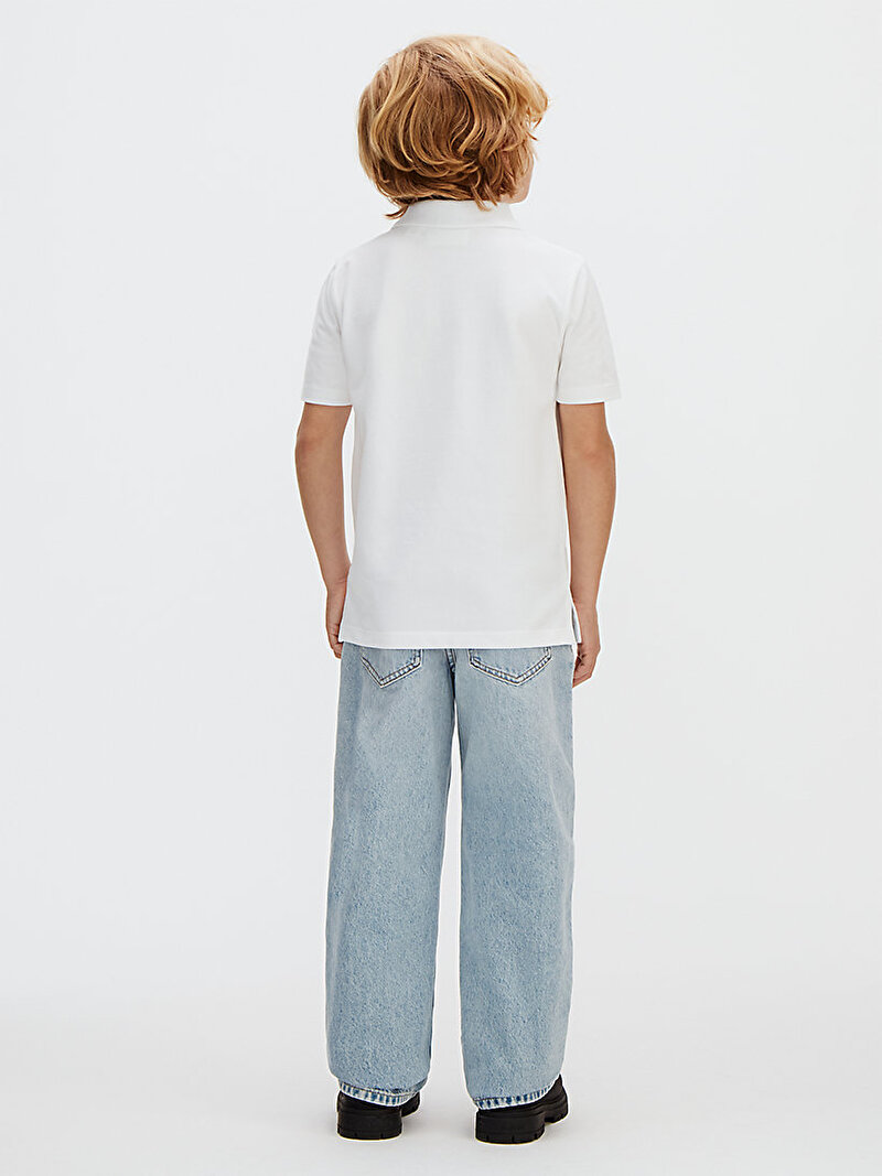 Calvin Klein Beyaz Renkli Erkek Çocuk Solid Polo T-shirt