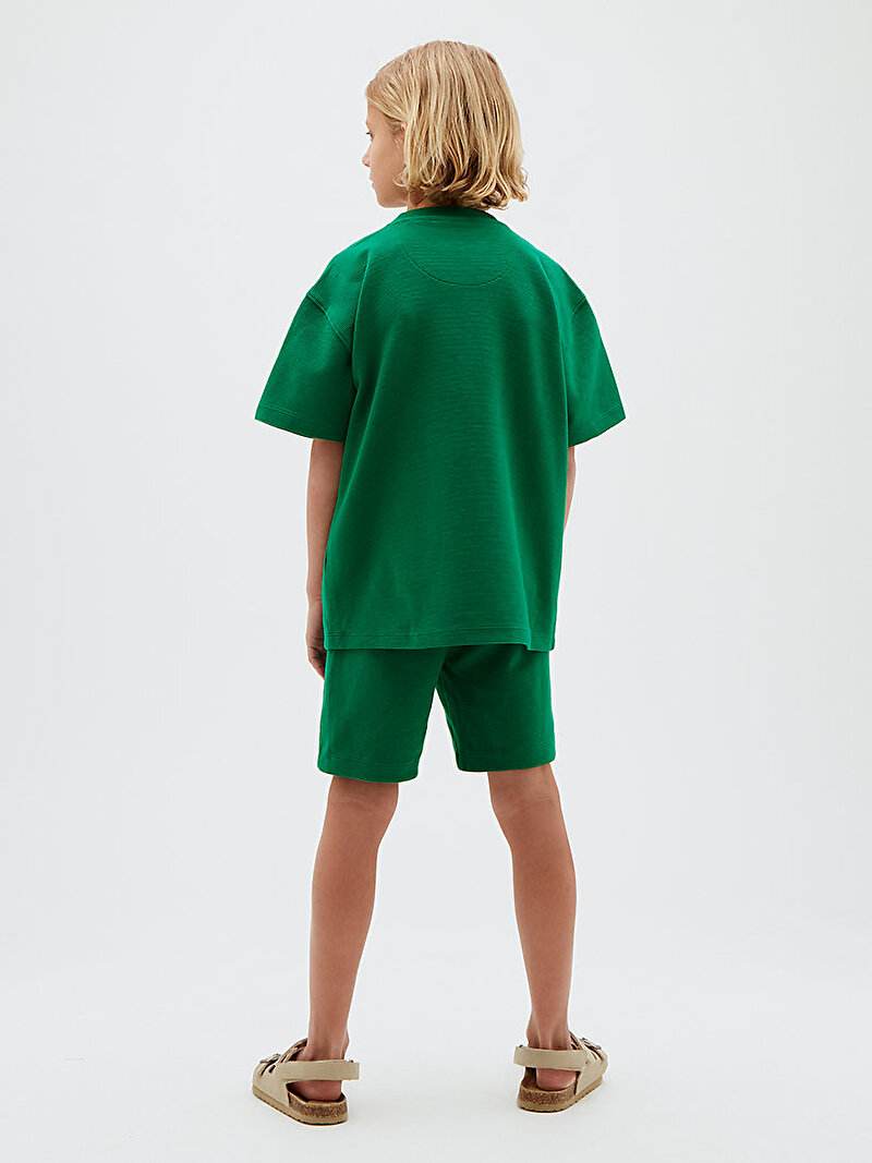 Calvin Klein Yeşil Renkli Erkek Çocuk Ottoman Şort T-shirt Set