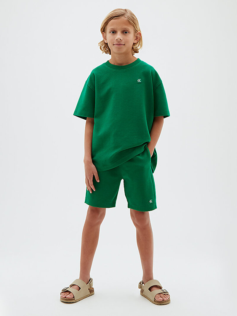 Calvin Klein Yeşil Renkli Erkek Çocuk Ottoman Şort T-shirt Set