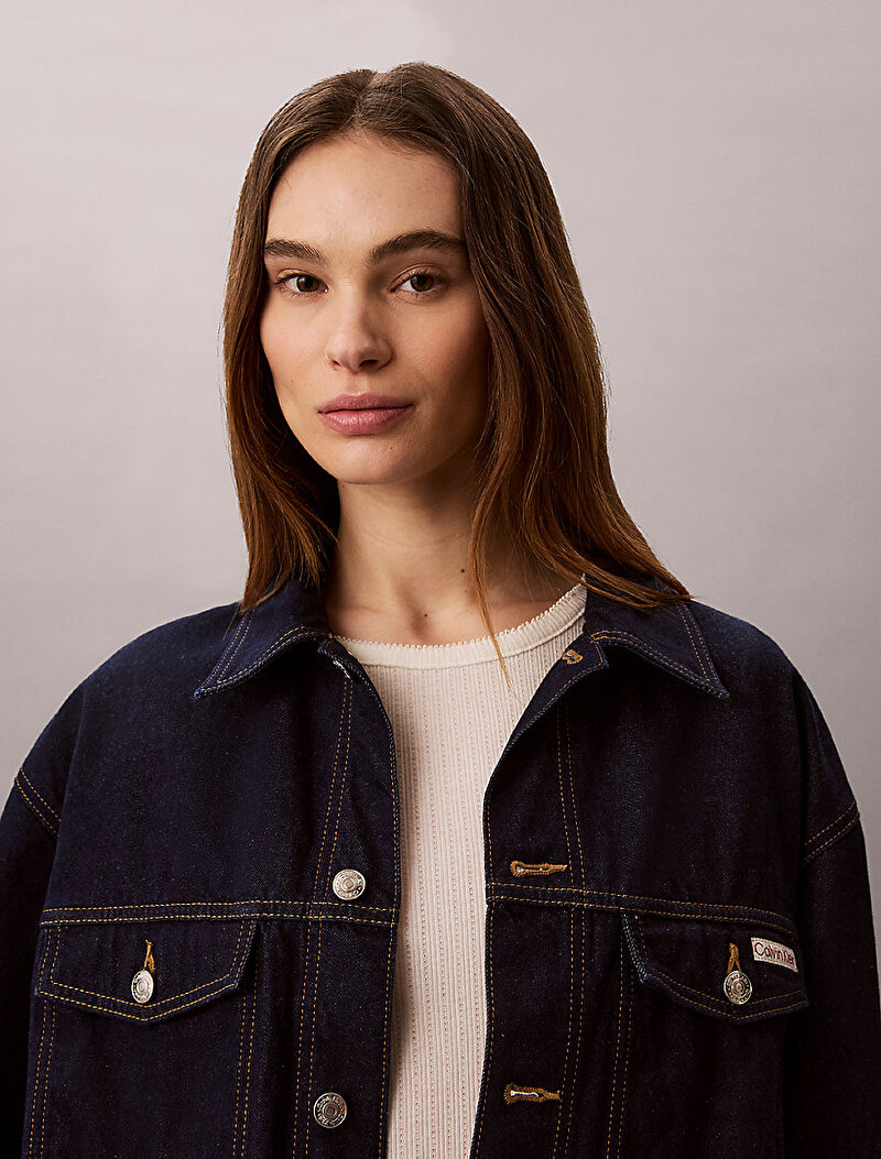 Calvin Klein Lacivert Renkli Kadın Cinched Denim Ceket