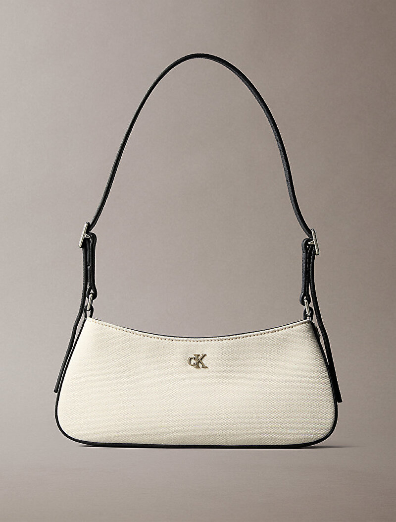 Calvin Klein Bej Renkli Kadın CK Canvas Small Omuz Çantası