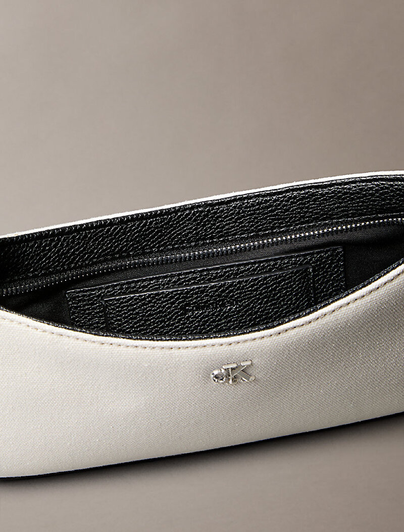 Calvin Klein Bej Renkli Kadın CK Canvas Small Omuz Çantası