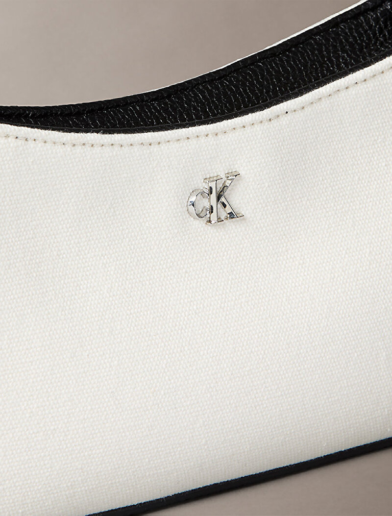 Calvin Klein Bej Renkli Kadın CK Canvas Small Omuz Çantası