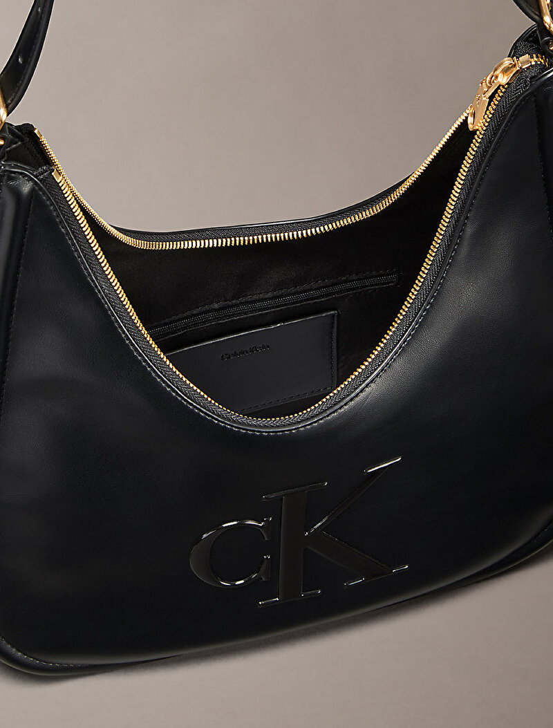 Calvin Klein Siyah Renkli Kadın Bold CK Crescent Omuz Çantası