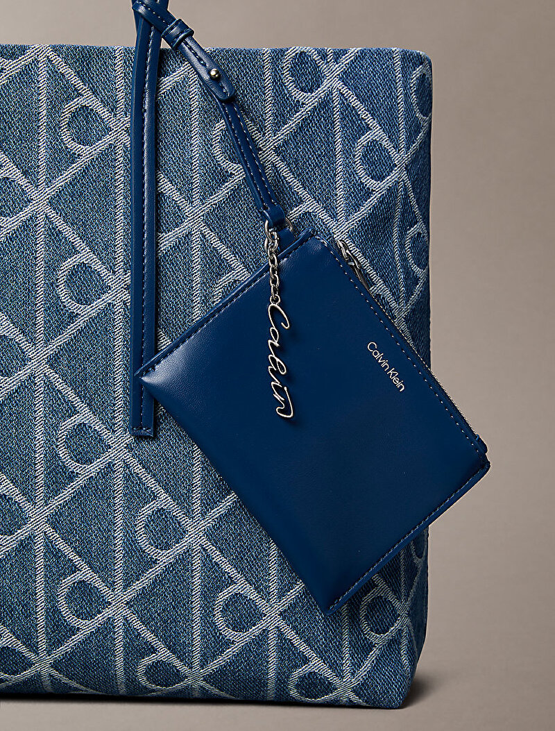 Calvin Klein Mavi Renkli Kadın Emblem Denim Tote Çanta