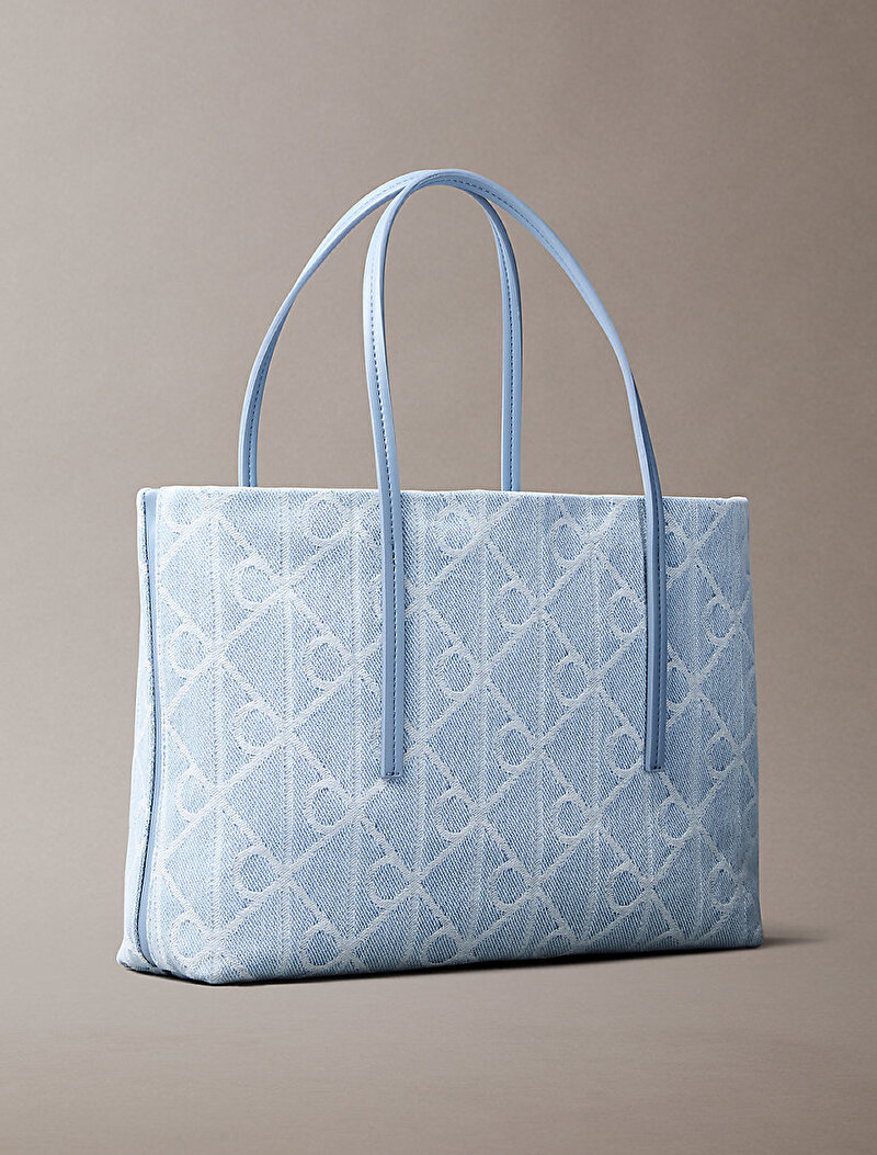 Calvin Klein Mavi Renkli Kadın Emblem Denim Tote Çanta