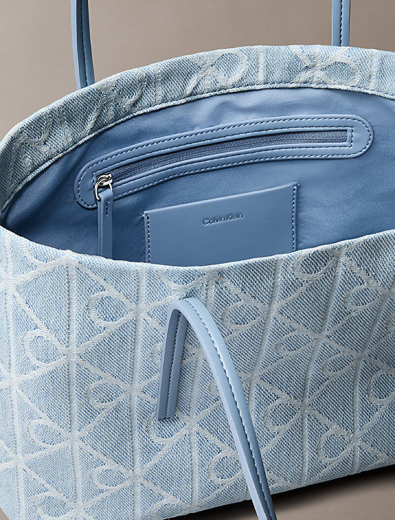 Calvin Klein Mavi Renkli Kadın Emblem Denim Tote Çanta