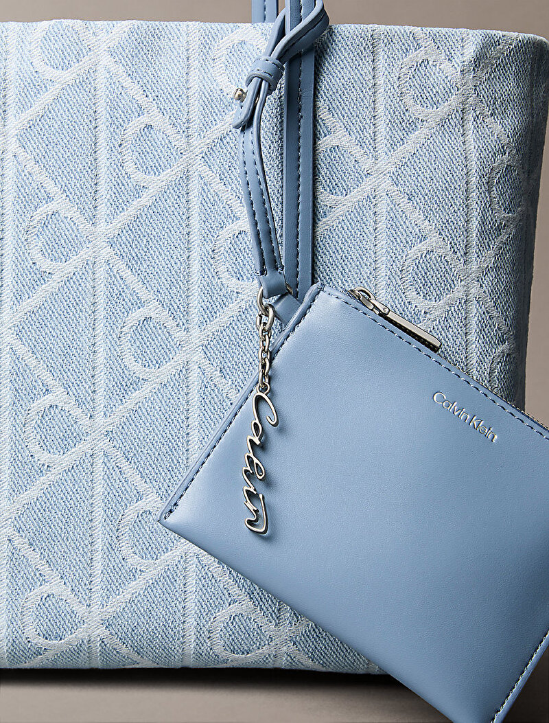 Calvin Klein Mavi Renkli Kadın Emblem Denim Tote Çanta