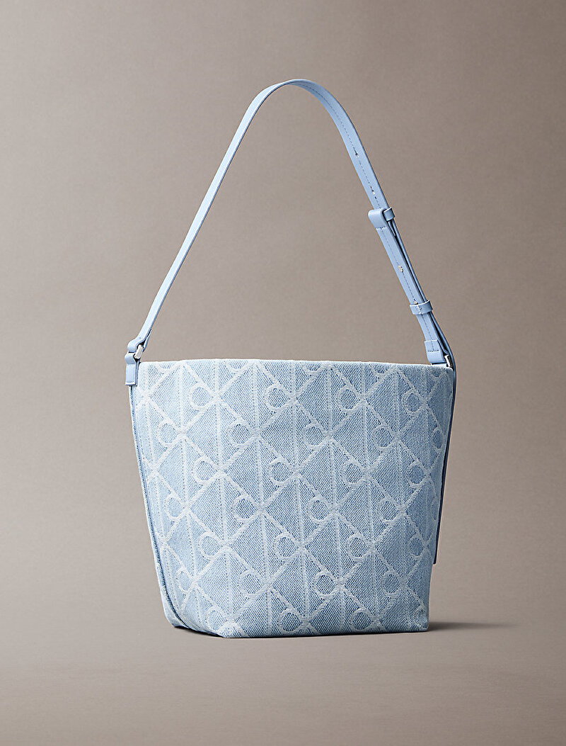 Calvin Klein Mavi Renkli Kadın Emblem Denim Bucket Çanta