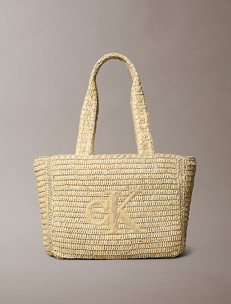 Kadın Bold CK Raffia Medium Tote Çanta