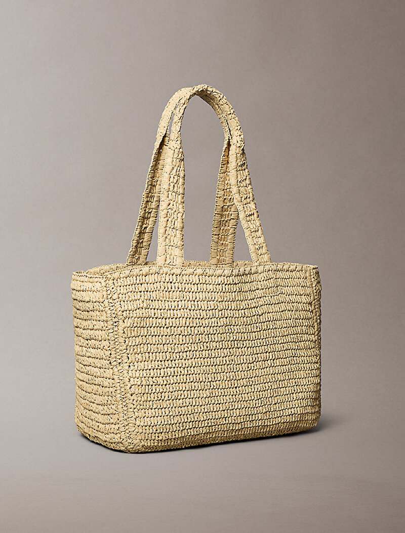 Calvin Klein Bej Renkli Kadın Bold CK Raffia Medium Tote Çanta