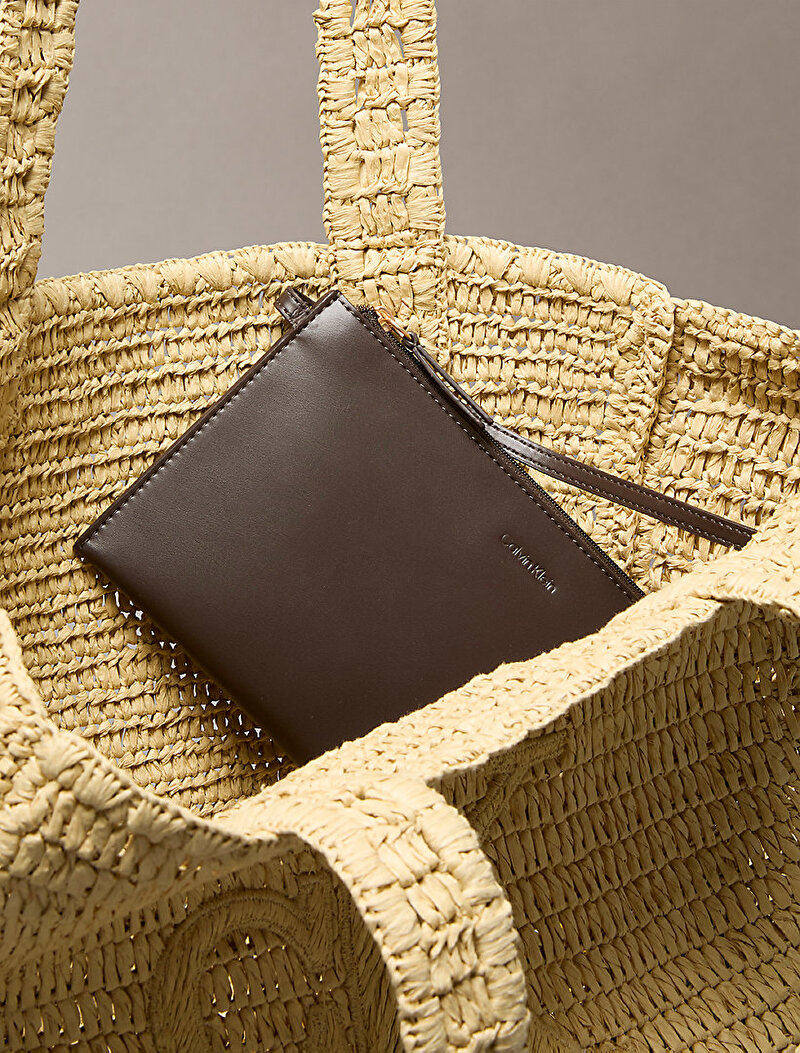 Calvin Klein Bej Renkli Kadın Bold CK Raffia Medium Tote Çanta
