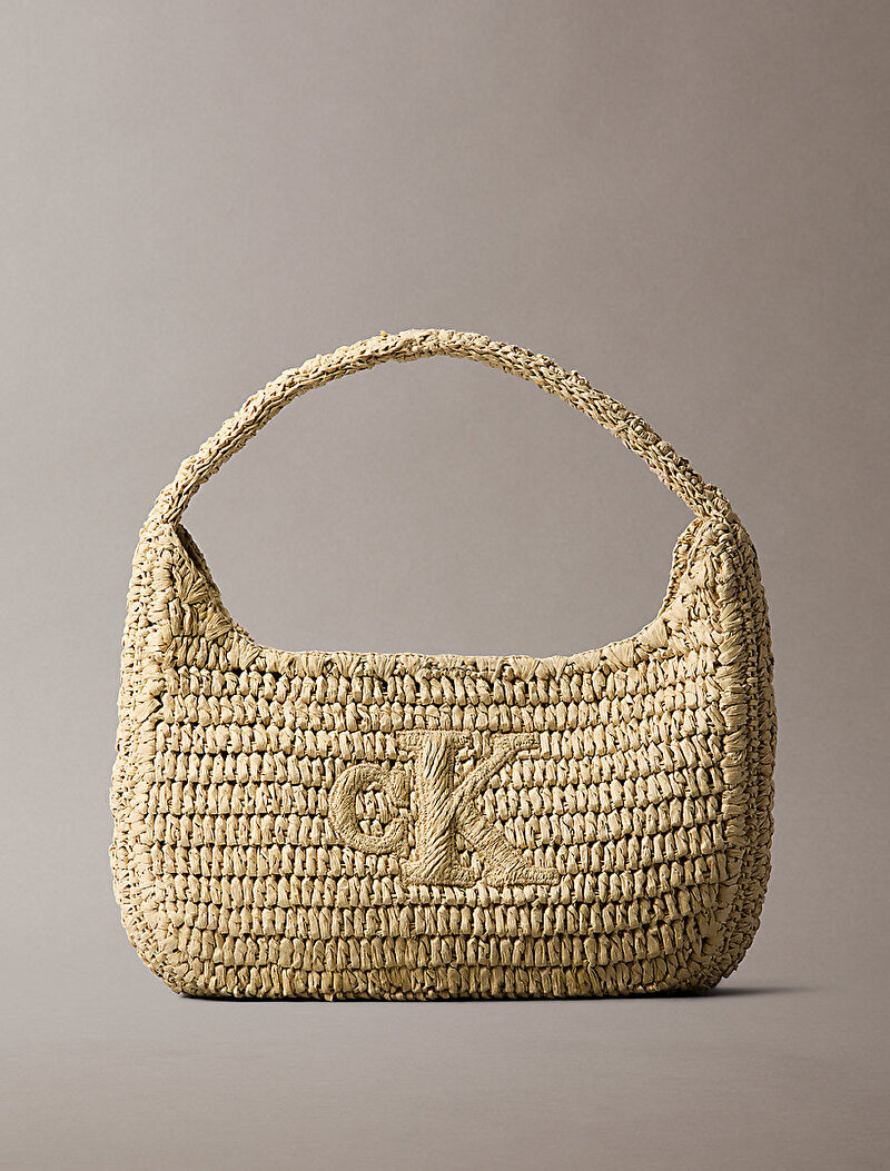 Calvin Klein Bej Renkli Kadın Bold CK Raffia Omuz Çantası