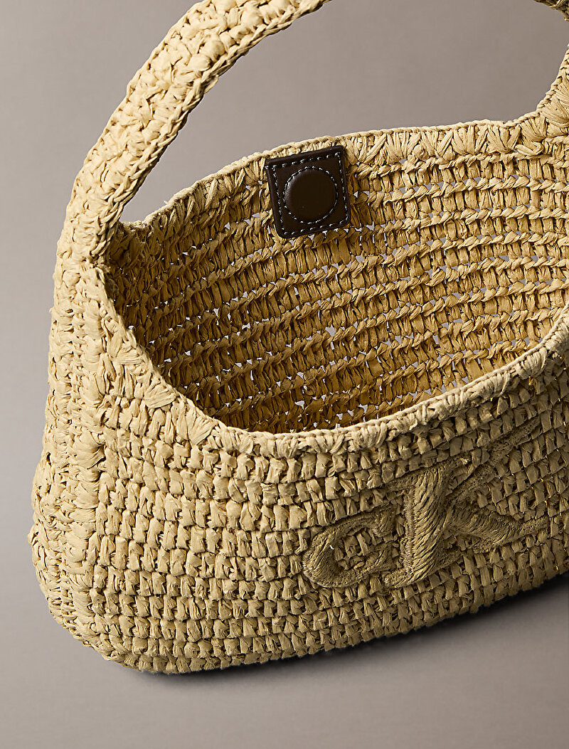 Calvin Klein Bej Renkli Kadın Bold CK Raffia Omuz Çantası