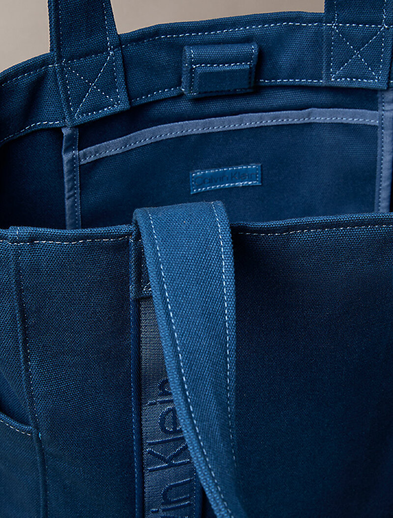 Calvin Klein Mavi Renkli Kadın Webbing Strap Canvas Tote Çanta