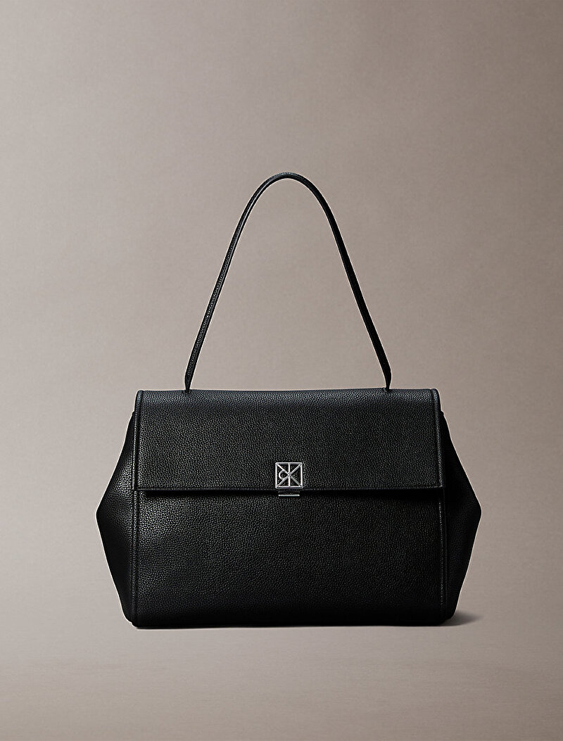 Calvin Klein Siyah Renkli Kadın Emblem Pebble Satchel Çanta