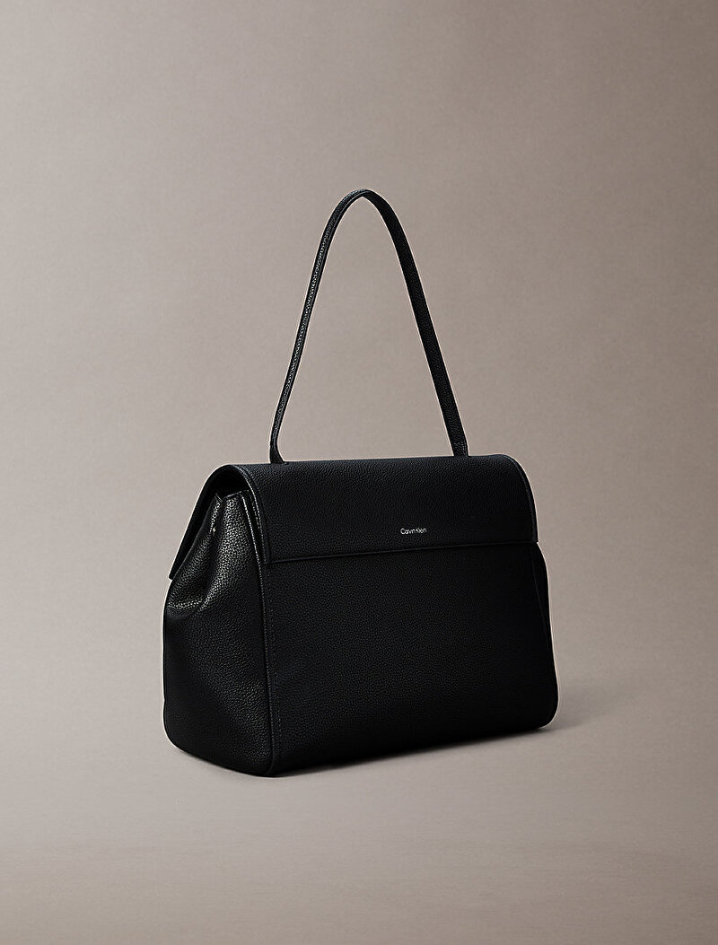 Calvin Klein Siyah Renkli Kadın Emblem Pebble Satchel Çanta