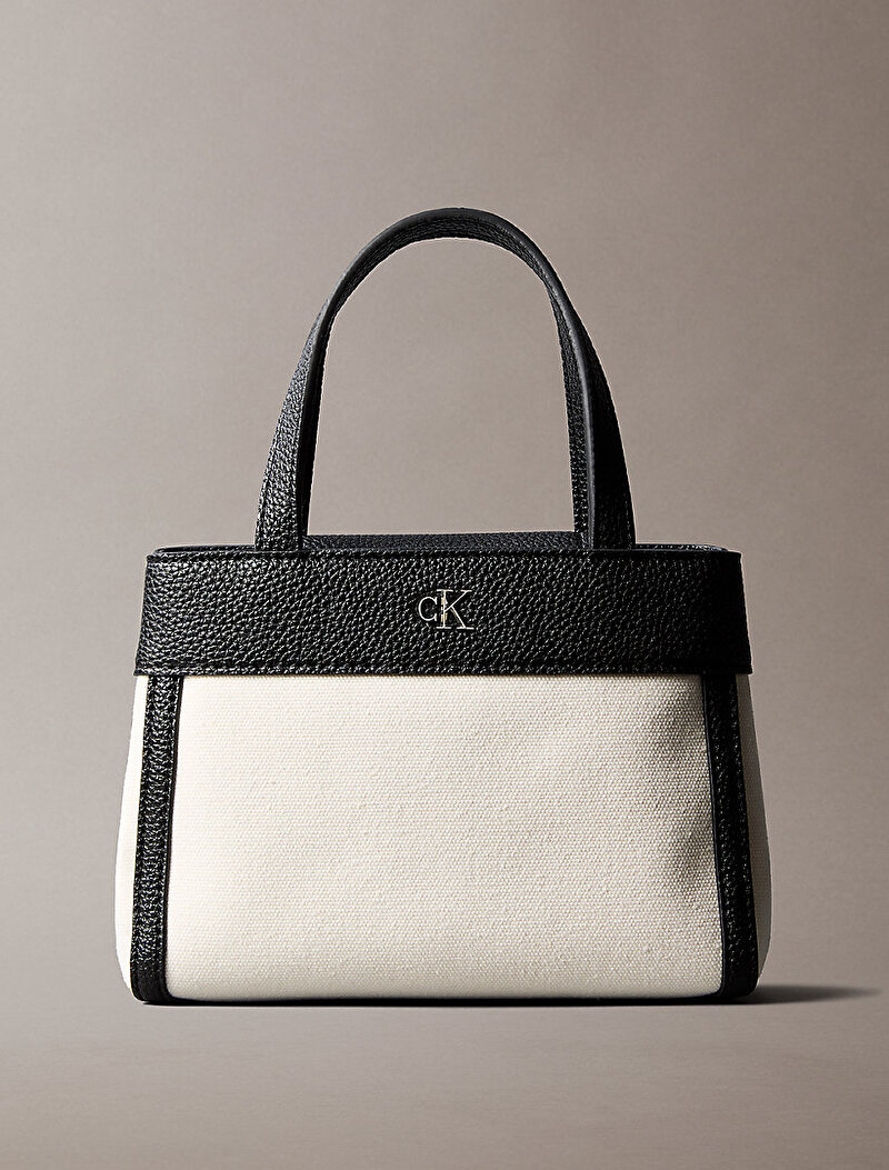 Calvin Klein Bej Renkli Kadın CK Canvas Mini Tote Çanta