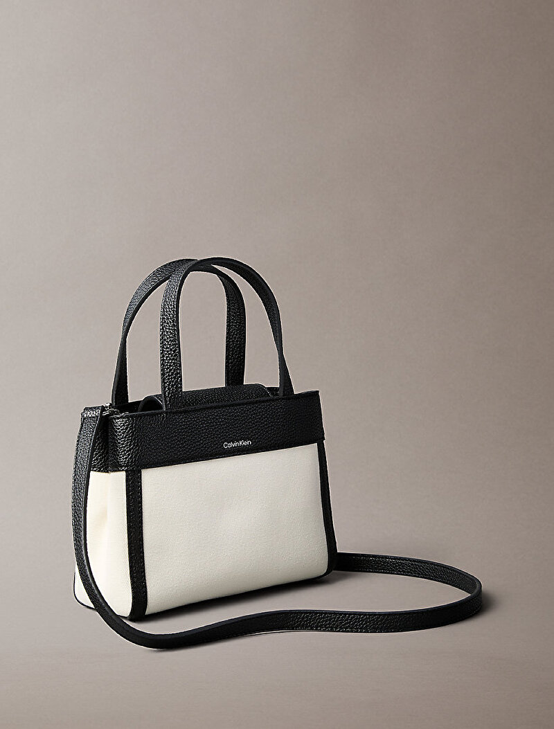 Calvin Klein Bej Renkli Kadın CK Canvas Mini Tote Çanta