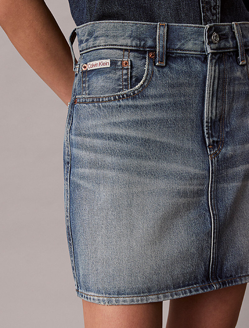 Calvin Klein Mavi Renkli Kadın 90s Mini Etek