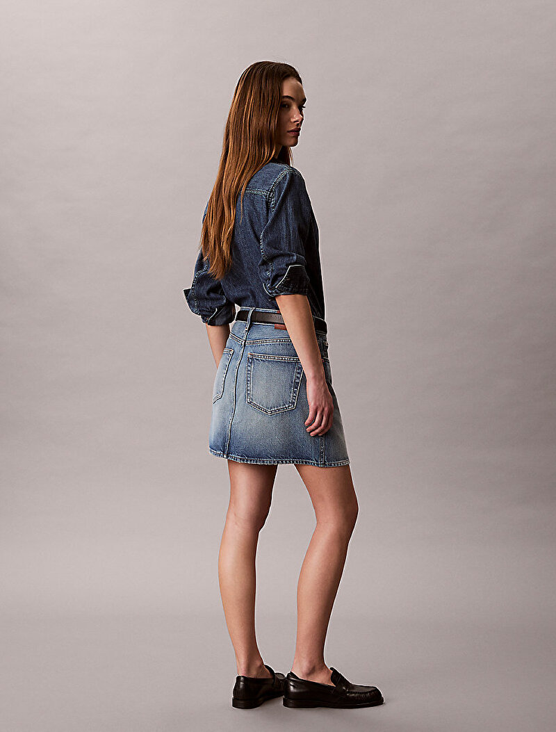 Calvin Klein Mavi Renkli Kadın 90s Mini Etek