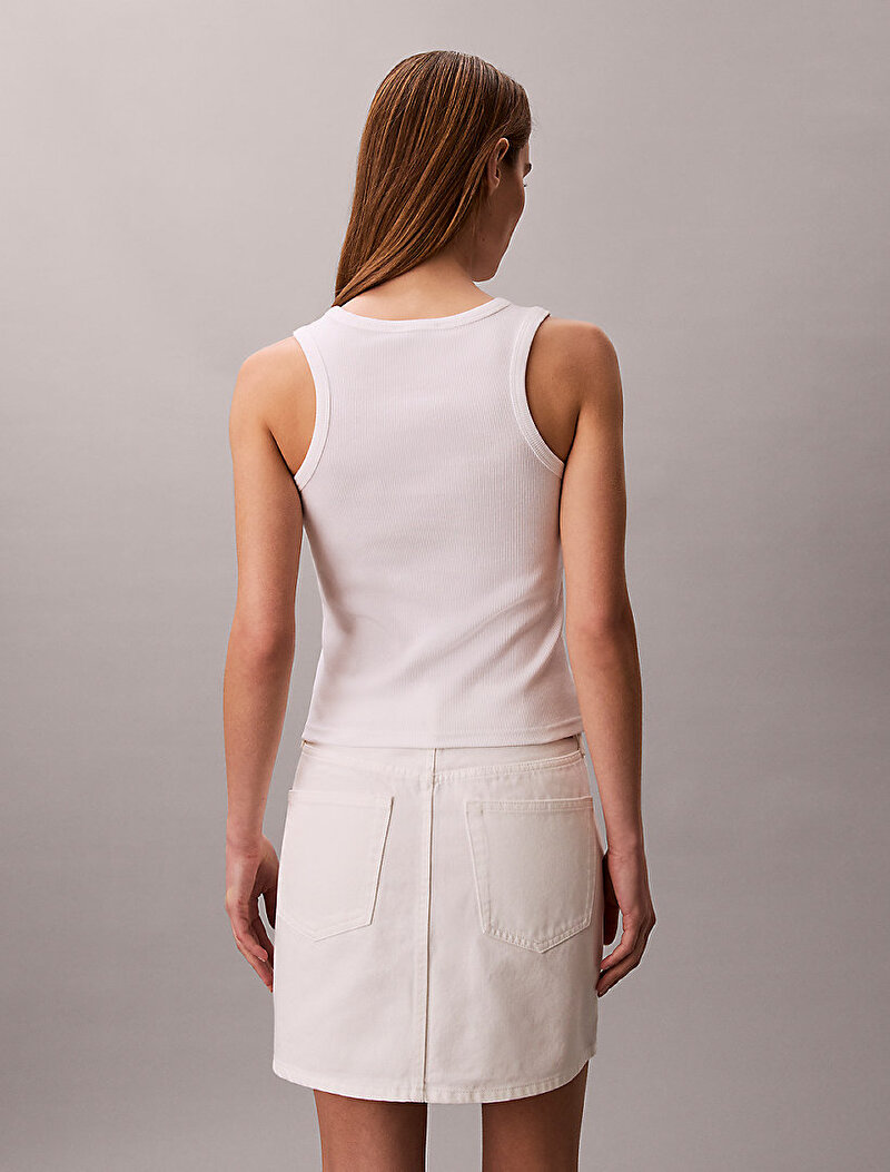 Calvin Klein Beyaz Renkli Kadın 90s Chalk Mini Etek
