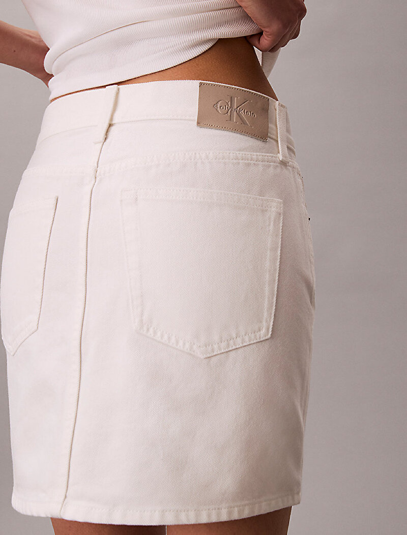 Calvin Klein Beyaz Renkli Kadın 90s Chalk Mini Etek