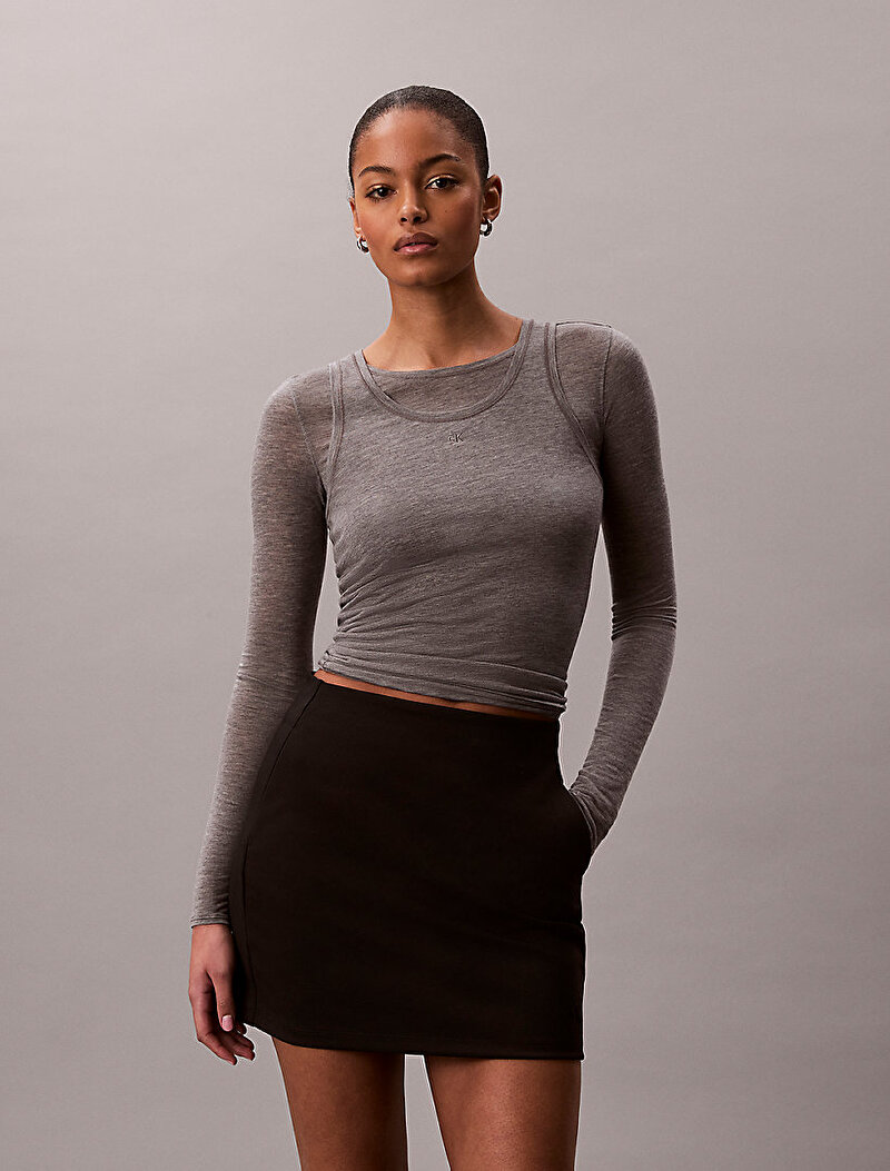 Calvin Klein Siyah Renkli Kadın Interlock Mini Etek